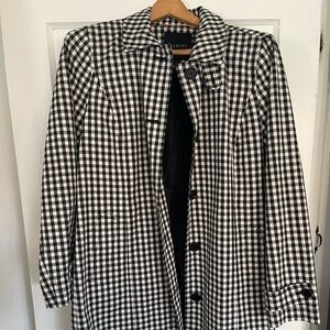 Talbots Black and White Gingham Trench Coat
